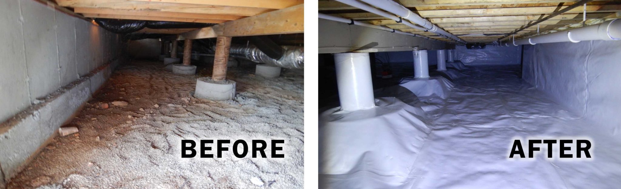 Before and After Crawl Space Waterproofing Encapsulations in Springfield Missouri